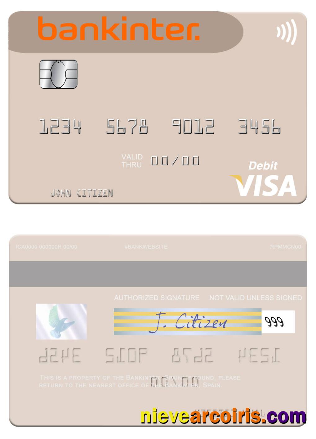Spain Bankinter visa debit card